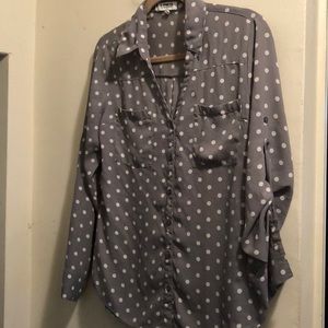 Grey and white polka dot shirt